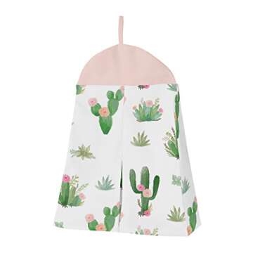 Sweet Jojo Designs Pink and Green Boho Watercolor Cactus Floral Baby Girl Crib Bedding Set 4 pieces