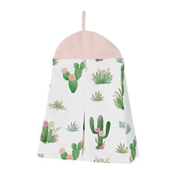 Sweet Jojo Designs Pink and Green Boho Watercolor Cactus Floral Baby Girl Crib Bedding Set 4 pieces