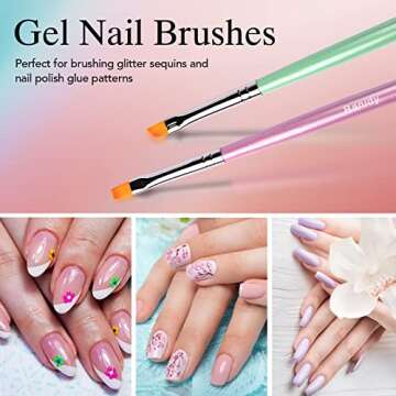 Nail Art Brushes for Gel Nail Art Nail Design Brush Tools Dual-Head Pen Painting Set Include Nail Ex...