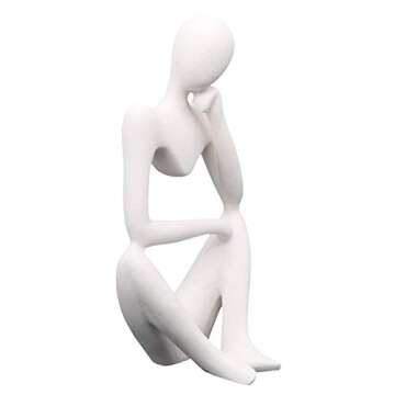 Asng Resin Thinker Style Abstract Sculpture Statue Collectible Figurines Home Office Bookshelf Deskt...