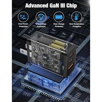 Hzevn 2Pack 100W USB C Wall Charger Block,3-Port (65w+20W+18w) Super Fast Charging Power Adapter,Multi USB C Charging Hub Plug Cube for MacBook,iPad Pro, Galaxy S25, iPhone 16/15 and More-Black