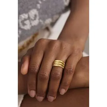NECOCY 14K Chunky Gold Ring For Women Wide Statement Ring Vintage Stack Gold Rings Non Tarnish Plated Big Trendy Fashion Thumb Rings Jewelry Gift For Women/Size9