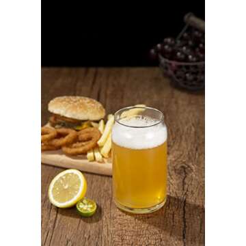 [6 Pack,16 OZ] Design•Master Premium Can Shaped Drinking Glass, Beer Can Glasses, Can Tumbler Glasses, Perfect for Beer, Cocktail, Iced Coffee, Iced Tea and Soda.