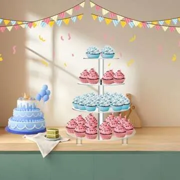 Jusalpha 4 Tier Acrylic Cake Stand for Weddings & Parties
