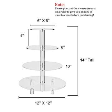 Jusalpha 4 Tier Acrylic Cake Stand for Weddings & Parties