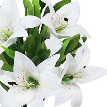 JEDAW Artificial Flowers Tiger Lily Real Touch Fake Flowers for Wedding Home Party Garden Shop Offic...