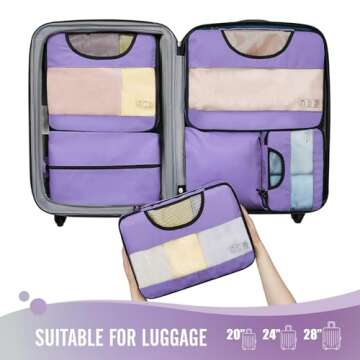 Veken 6 Set Packing Cubes for Suitcases, Travel Organizer Bags for Carry on Luggage, Suitcase Organizer Bags Set for Travel Essentials Travel Accessories in 4 Sizes(Extra Large, Large, Medium, Small)