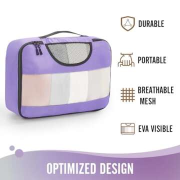 Veken 6 Set Packing Cubes for Suitcases, Travel Organizer Bags for Carry on Luggage, Suitcase Organizer Bags Set for Travel Essentials Travel Accessories in 4 Sizes(Extra Large, Large, Medium, Small)