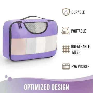 Veken 6 Set Packing Cubes for Suitcases, Travel Organizer Bags for Carry on Luggage, Suitcase Organizer Bags Set for Travel Essentials Travel Accessories in 4 Sizes(Extra Large, Large, Medium, Small)