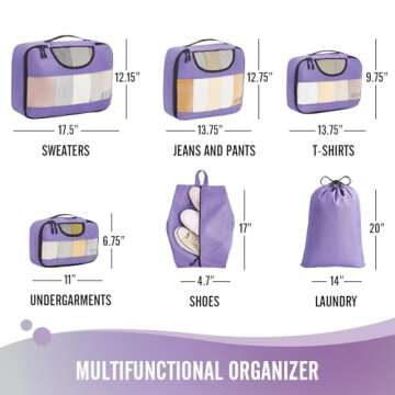 Veken 6 Set Packing Cubes for Suitcases, Travel Organizer Bags for Carry on Luggage, Suitcase Organizer Bags Set for Travel Essentials Travel Accessories in 4 Sizes(Extra Large, Large, Medium, Small)