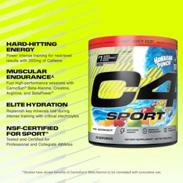 Cellucor C4 Sport Pre Workout Powder - NSF Certified - Hawaiian Punch, 20 Servings