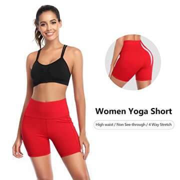 DAYOUNG Women Yoga Shorts High Waist Tummy Control Workout Biker Running Athletic Compression Short ...