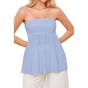 Stylish AIHUKOCY Women Ruffle Hem Bandeau Top for Summer