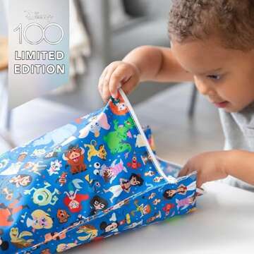 Bumkins Disney Waterproof Wet Bag for Baby, Travel, Swim Suit, Cloth Diapers, Pump Parts, Pool, Gym, Toiletry, Strap to Stroller, Daycare, Zipper Reusable Bag, Packing Pouch, 100 Magical Celebration