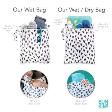 Bumkins Disney Waterproof Wet Bag for Baby, Travel, Swim Suit, Cloth Diapers, Pump Parts, Pool, Gym, Toiletry, Strap to Stroller, Daycare, Zipper Reusable Bag, Packing Pouch, 100 Magical Celebration