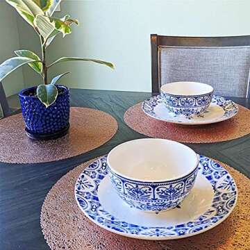 Sonemone Blue Cereal Bowls for Kitchen, 26oz Ceramic Bowls Set of 4 for Cereal, Salad, Soup, Pasta, Dessert, Microwave & Dishwasher Safe