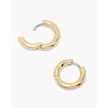 gorjana Women’s Lou Hoops, Chunky High Shine Hoop Earrings, Stainless Steel Post, 18K Gold Plated