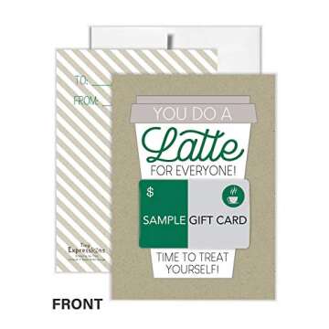 Tiny Expressions Thanks a Latte Coffee Gift Card Holders Set of 4 with Envelopes