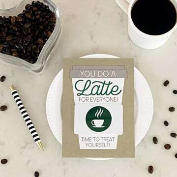Tiny Expressions Thanks a Latte Coffee Gift Card Holders Set of 4 with Envelopes