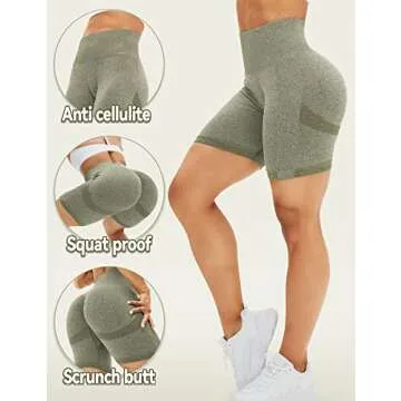 Tryon Women High Waist Workout Gym Simle Contour Seamless Yoga Shorts Khaki S