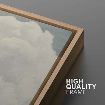 MUDECOR Framed Canvas Print Wall Art White Clouds Over Green Tree Landscape Nature Wilderness Illustrations Modern Art Farmhouse/Country Scenic Cool for Living Room, Bedroom, Office - 24"x36" Natural