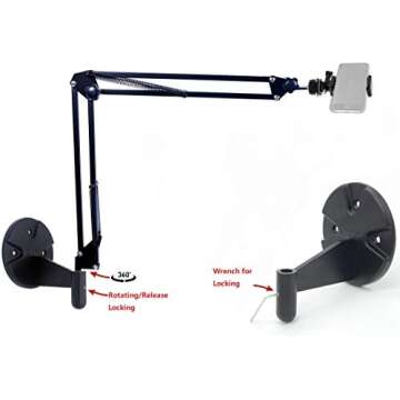 2in1 Wall Phone Mount,Overhead Camera Mount for iPhone Samsung Live Streaming,Baking,Craft,Videos,Online Lessons - Acetaken