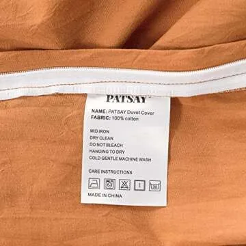 PATSAY Cotton Duvet Cover Set - Pumpkin Orange - 3 Pcs
