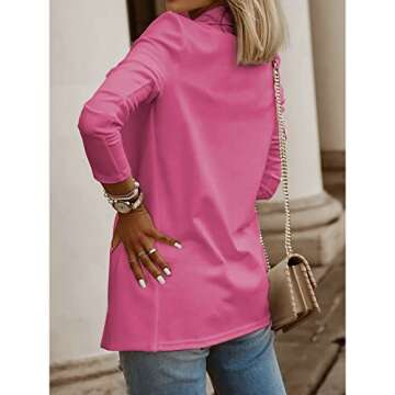 Womens Casual Long Sleeve Blazers Solid Color Knit Blazer Work Office Open Front Blazer Jacket Pink