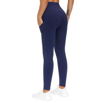 THE GYM PEOPLE Thick High Waist Yoga Pants with Pockets, Tummy Control Workout Running Yoga Leggings for Women (XX-Large,Blue)