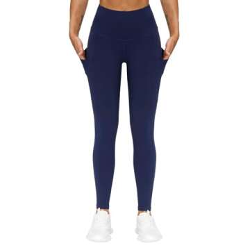 THE GYM PEOPLE Thick High Waist Yoga Pants with Pockets, Tummy Control Workout Running Yoga Leggings for Women (XX-Large,Blue)