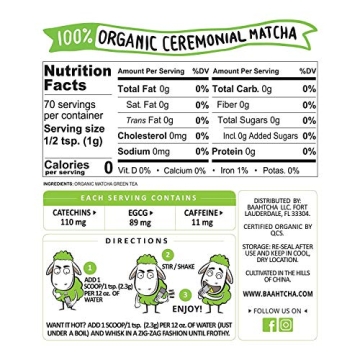 USDA Organic Ceremonial Grade Matcha Green Tea Powder 70g