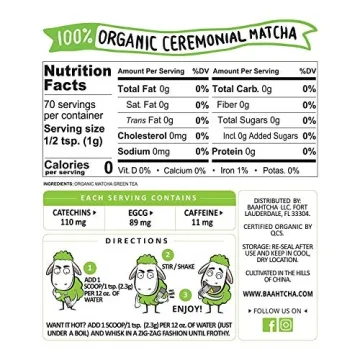 USDA Organic Ceremonial Grade Matcha Green Tea Powder 70g