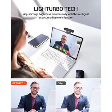 DEPSTECH Webcam with Microphone, 1080P HD Webcam with Auto Light Correction for Desktop/Laptop, Stre...