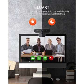 DEPSTECH Webcam with Microphone, 1080P HD Webcam with Auto Light Correction for Desktop/Laptop, Streaming Computer USB Web Camera for Video Conferencing, Teaching, Streaming, and Gaming-D04