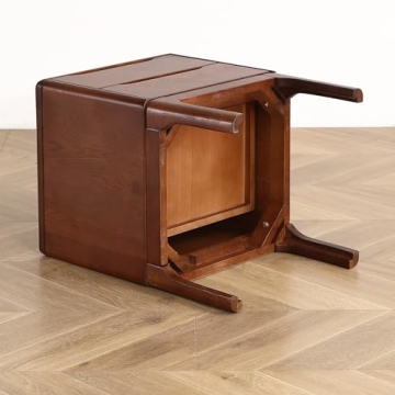 Olusmane Mid Century Modern Oak Nightstand with 2 Drawers