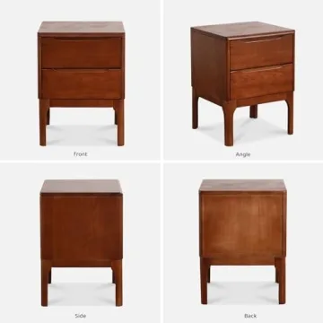 Olusmane Mid Century Modern Oak Nightstand with 2 Drawers