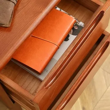 Olusmane Mid Century Modern Oak Nightstand with 2 Drawers