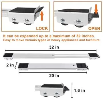 Heavy Duty Extendable Appliance Rollers for Easy Moving