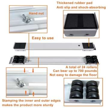 Heavy Duty Extendable Appliance Rollers for Easy Moving