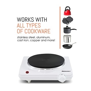 Elite Gourmet ESB-301F Hot Plate 1000 Watts Easy Cleanup