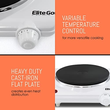 Elite Gourmet ESB-301F Hot Plate 1000 Watts Easy Cleanup