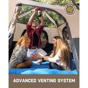 FanttikOutdoor Zeta C6 Pro Camping Tent 6 Person Instant Cabin Tent Setup in 60 Seconds with Rainfly & Windproof Portable with Carry Bag for Family Camping & Hiking, Upgraded Ventilation