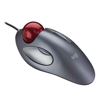 Logitech Trackman Marble Trackball – Wired USB Ergonomic Mouse for Computers, with 4 Programmable Buttons, Dark Gray