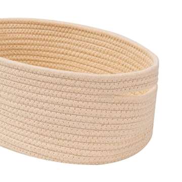 Kriitools Woven Baskets&Bins for Shelf Storage &Organizing/Cute Basket to Store and Organize Household Items/Small Rope Basket for Living Room, Bedroom,Play Room/Oval-13x8.66x5.11’’,3 Packs Begie