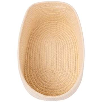 Kriitools Woven Baskets&Bins for Shelf Storage &Organizing/Cute Basket to Store and Organize Household Items/Small Rope Basket for Living Room, Bedroom,Play Room/Oval-13x8.66x5.11’’,3 Packs Begie