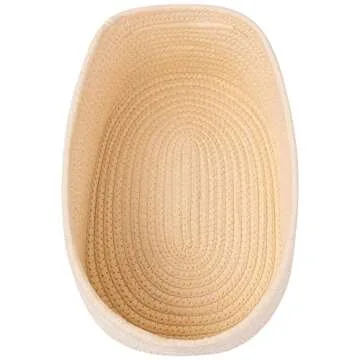 Kriitools Woven Baskets&Bins for Shelf Storage &Organizing/Cute Basket to Store and Organize Household Items/Small Rope Basket for Living Room, Bedroom,Play Room/Oval-13x8.66x5.11’’,3 Packs Begie