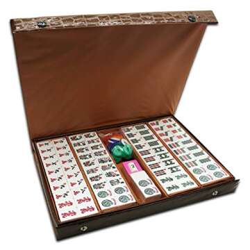 American Mahjong Game Set 166 White Engraved Tiles for Western Mah Jong, Mah jongg Play with Travele...