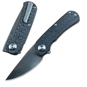 TwoSun 14C28N Satin Blade Carbon Fiber Handle Outdoor Camping Hunting Pocket Knife TS243