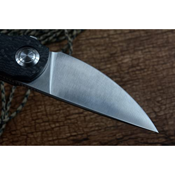 TwoSun 14C28N Satin Blade Carbon Fiber Handle Outdoor Camping Hunting Pocket Knife TS243