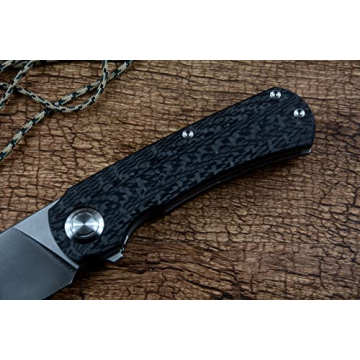 TwoSun 14C28N Satin Blade Carbon Fiber Handle Outdoor Camping Hunting Pocket Knife TS243